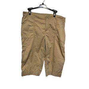 Oleg Cassani Sport Capris Tan Cargo Pocket Elastic Back Womans Size L